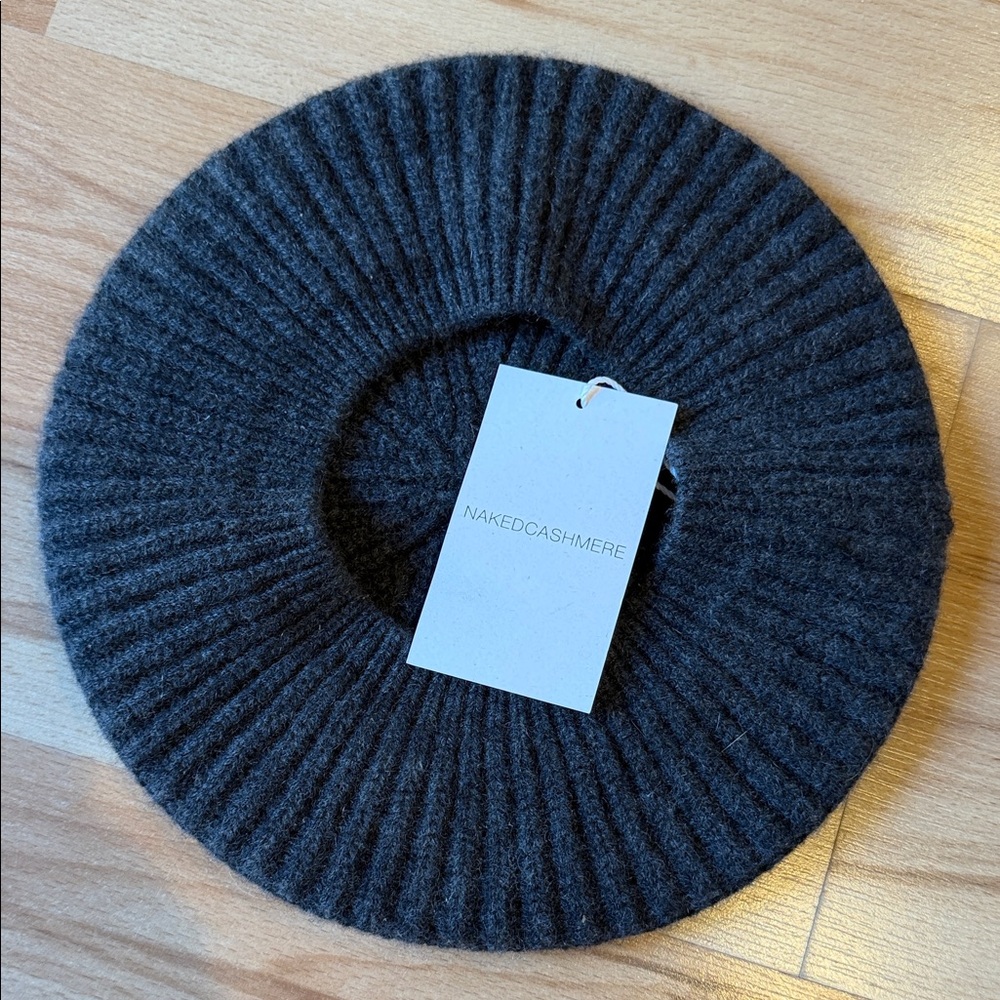 NakedCashmere Dark Gray Ribbed Cashmere Beret – NWT